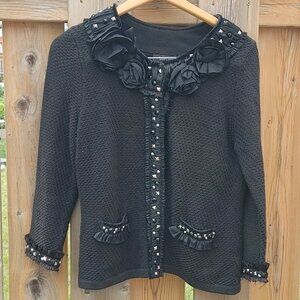 ATTRACTIVE White House Black Market Knit Blazer Women's Size MEDIUM Embrllished